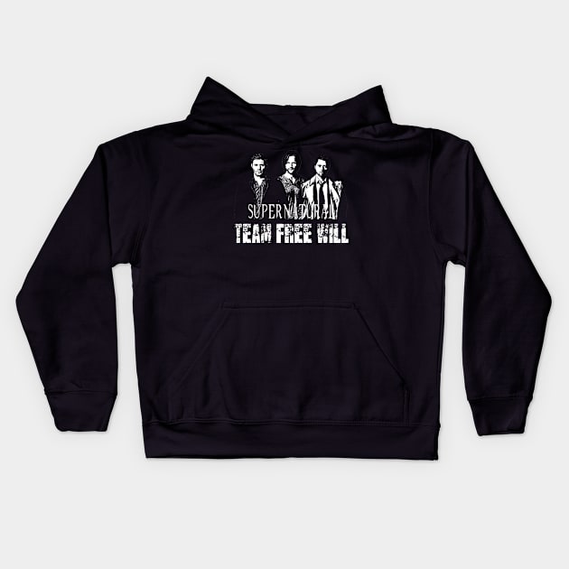 Supernatural Team Free Will White silhouette Kids Hoodie by Ratherkool